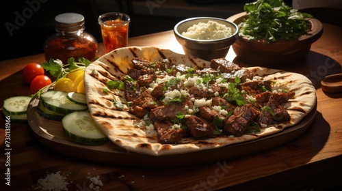 Gyro Platter with Pita Bread. Best For Banner, Flyer, and Poster