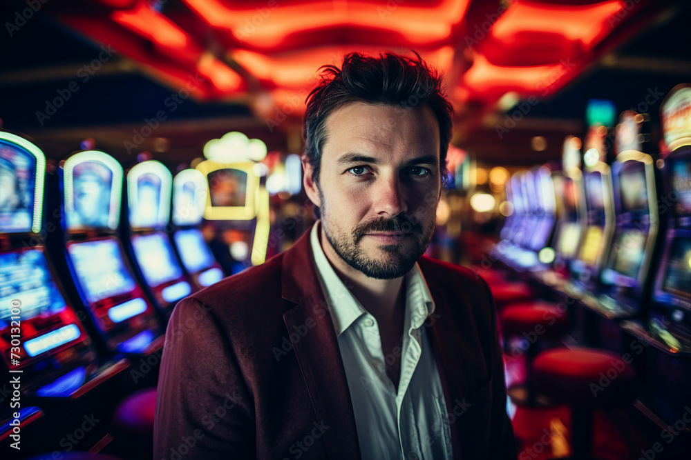 Fototapeta premium Play casino slots win games money cash conceptual Generative AI picture