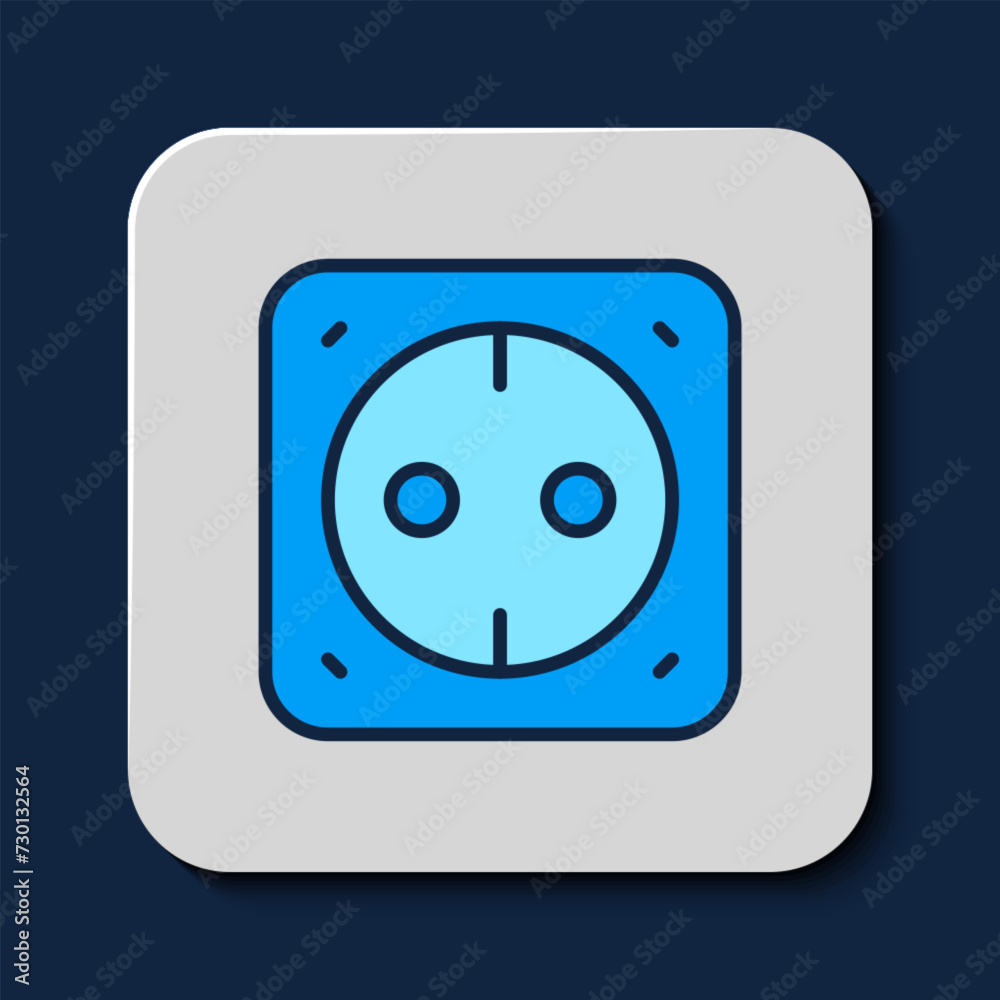 Filled outline Electrical outlet icon isolated on blue background. Power socket. Rosette symbol. Vector Filled outline Electrical outlet icon isolated on blue background. Power socket. Rosette symbol. Vector