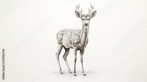 A carefully drawn pencil drawing of a deer.
