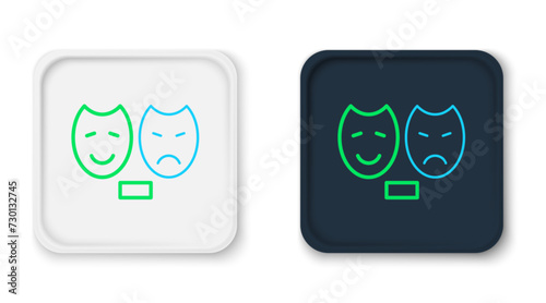 Line Comedy and tragedy theatrical masks icon isolated on white background. Colorful outline concept. Vector