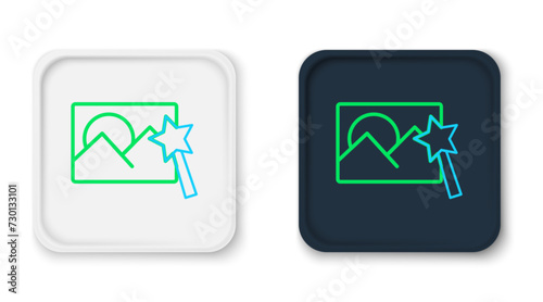 Line Photo retouching icon isolated on white background. Photographer, photography, retouch icon. Colorful outline concept. Vector