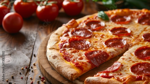 A mouthwatering pizza, with bubbling cheese and pepperoni slices
