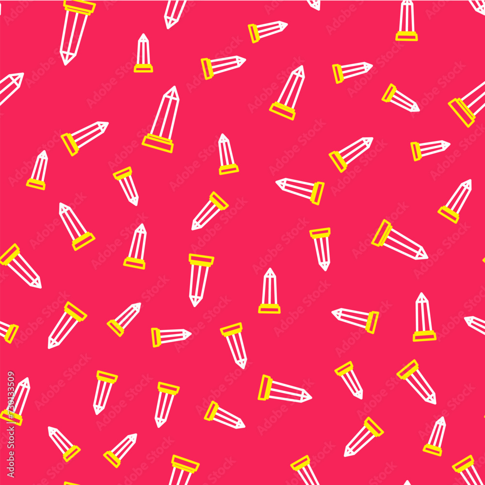 Line Obelisk of Alexandria icon isolated seamless pattern on red background. Stone monument. Historical monument. High pillar memorial and column. Vector Line Obelisk of Alexandria icon isolated seamless pattern on red background. Stone monument. Historical monument. High pillar memorial and column. Vector