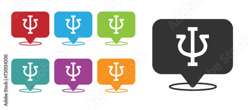 Black Psychology icon isolated on white background. Psi symbol. Mental health concept, psychoanalysis analysis and psychotherapy. Set icons colorful. Vector