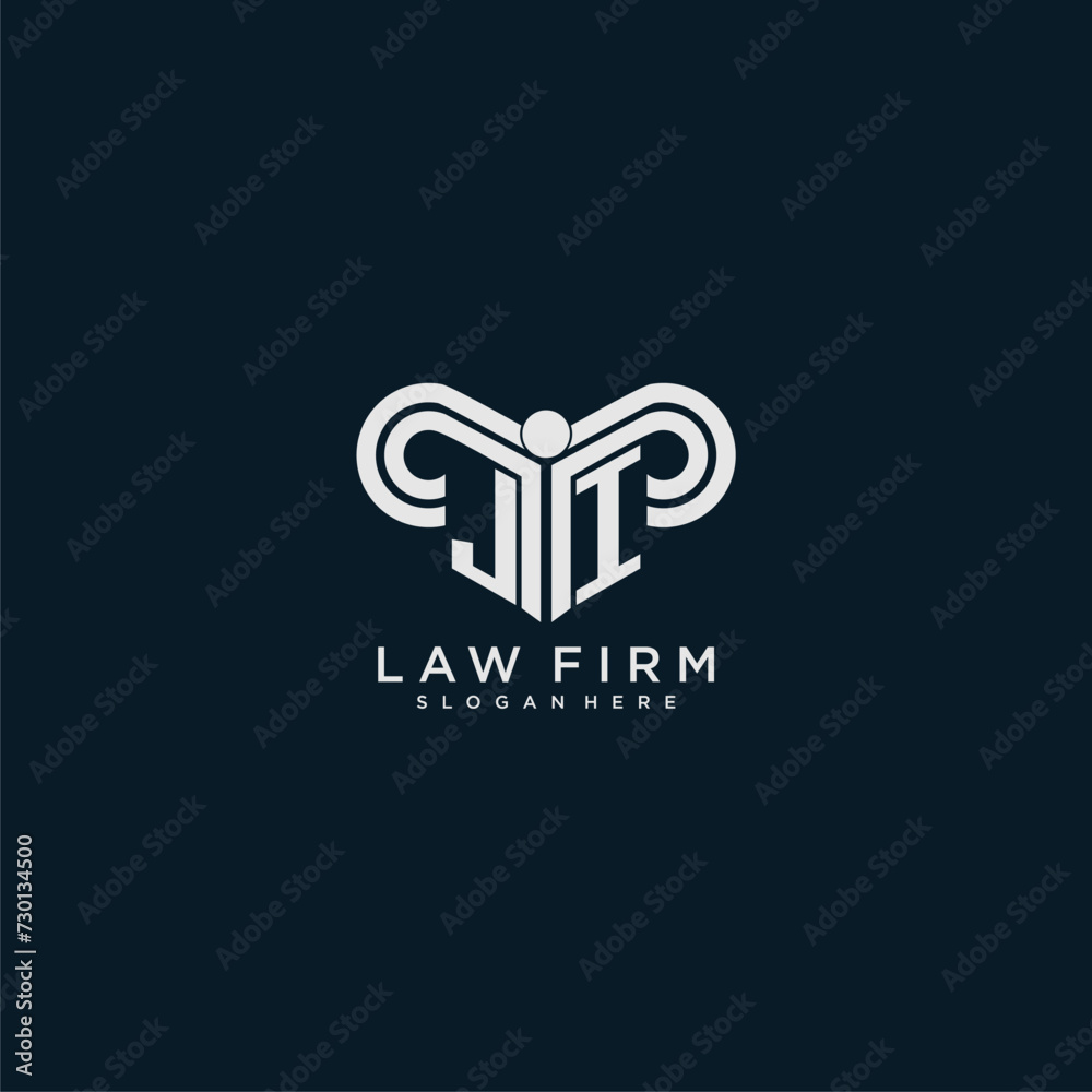 JI initial monogram logo lawfirm with pillar design JI initial monogram logo lawfirm with pillar design