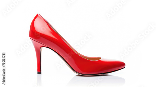 Beautiful red women's high heels isolated on white background