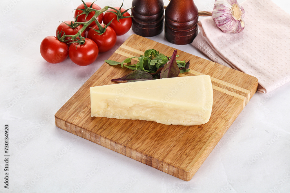 Piece Italian hard parmesan cheese Piece Italian hard parmesan cheese