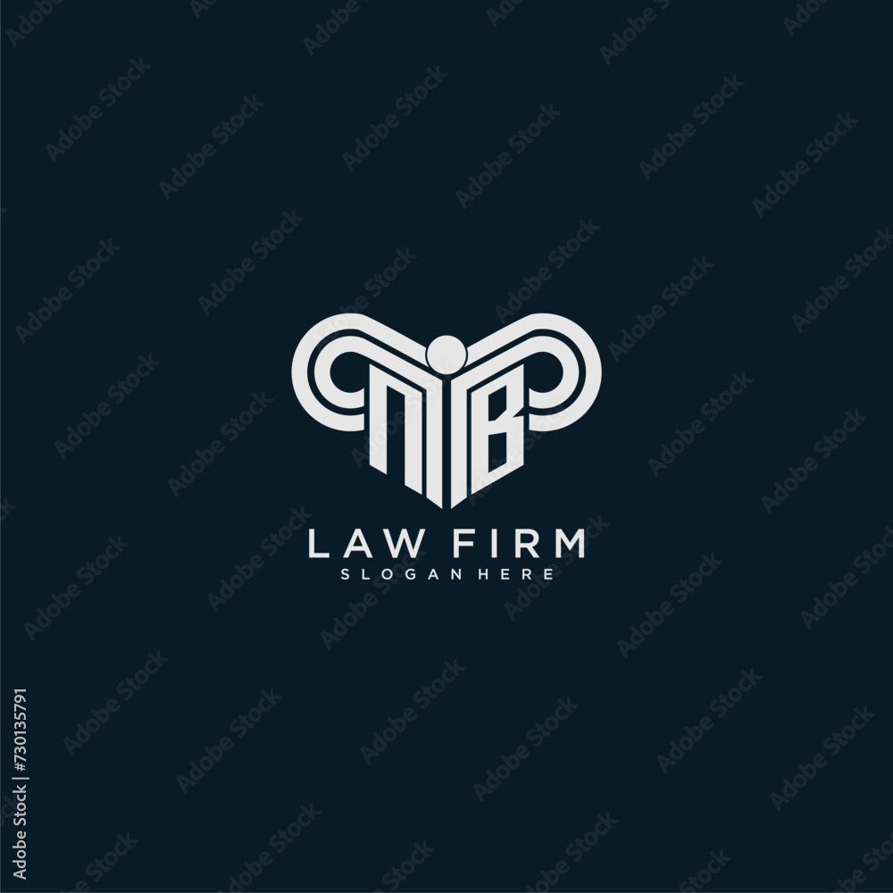 NB initial monogram logo lawfirm with pillar design NB initial monogram logo lawfirm with pillar design