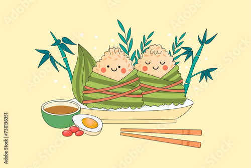 Celebrate Chinese Dragon Boat Festival illustration
