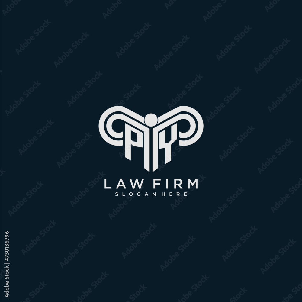 PY initial monogram logo lawfirm with pillar design PY initial monogram logo lawfirm with pillar design