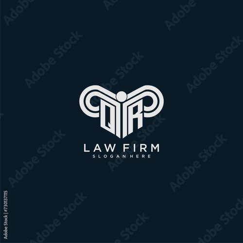 QR initial monogram logo lawfirm with pillar design