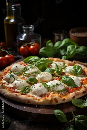 Margherita Pizza with Buffalo Mozzarella. Best For Banner, Flyer, and Poster