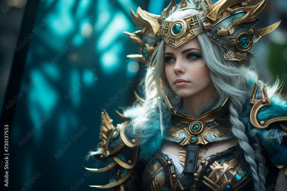 Portrait of beautiful woman princess cosplay fairy tale world realistic image made with generative ai