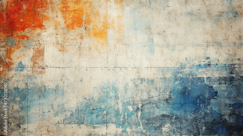 Vintage grunge blue and orange and white collage background
