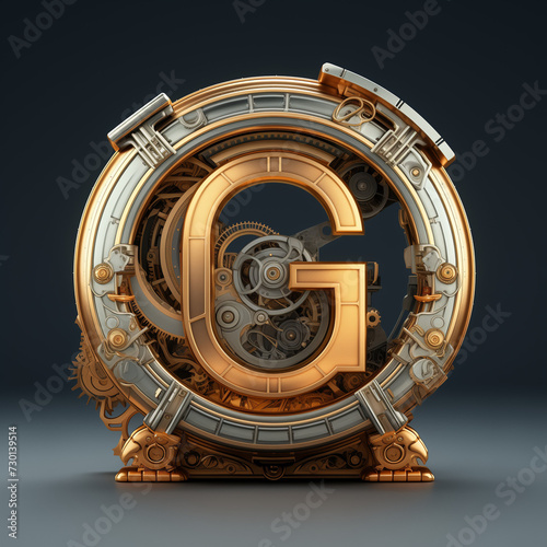 time is money concept, alphabet of printed circuit boards capital letter G, 3d render of a alphabet, 3d render of letter G, Ai generated image