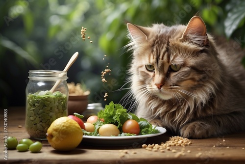 gato comiendo comida de lujo 

