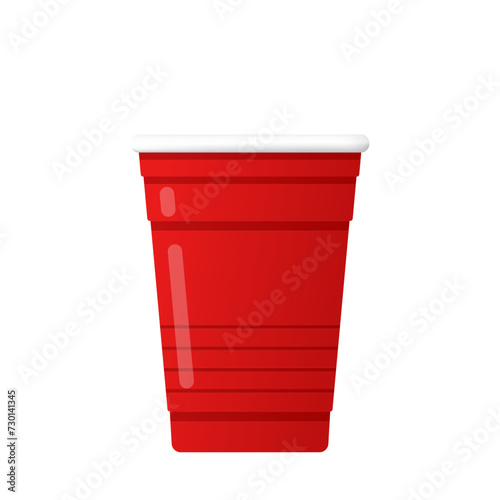 Red beer cup vector. Red plastic cup isolated on white background.