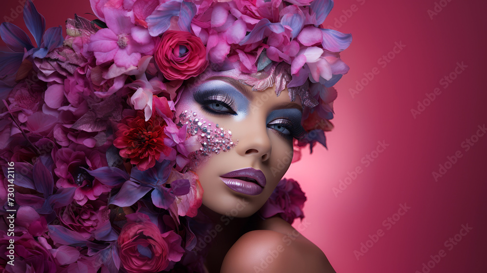 woman with floral carnival headdress