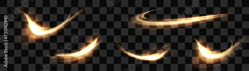 A whirlwind of bright yellow light. Abstract curved light effect of bright lines. Vector illustration