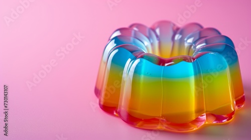 A vibrant and translucent rainbow jelly dessert, a feast for the eyes and taste buds
