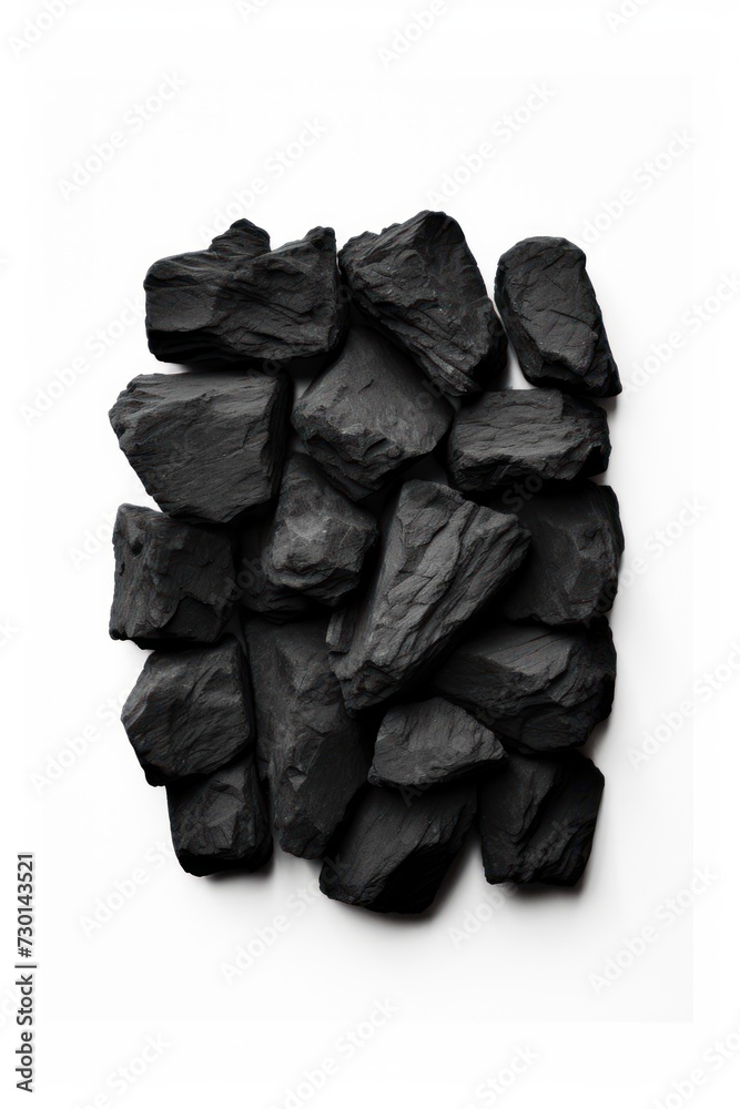 Charcoal square isolated on white background