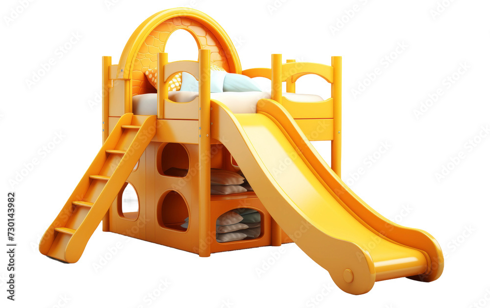 Kids Bunk Bed with Slide Standing Alone Against White Background