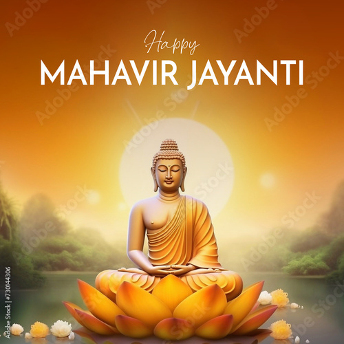 Happy Mahavir Jayanti, lord Mahavir statue