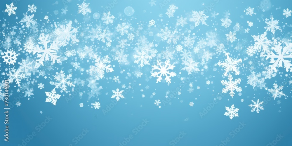 Cyan christmas card with white snowflakes vector