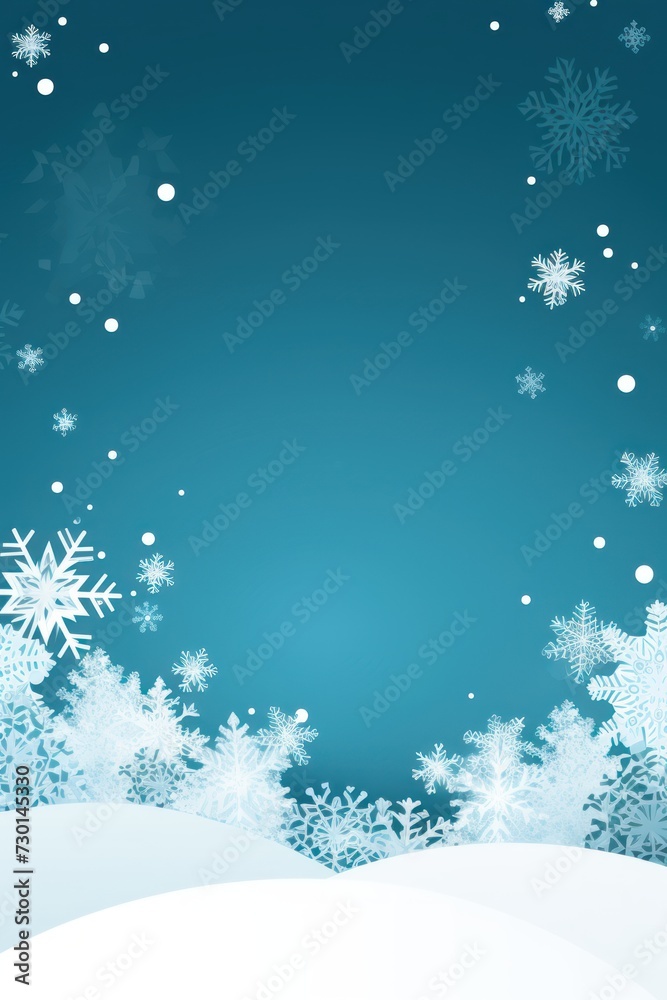 Cyan christmas card with white snowflakes vector