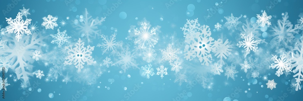 Cyan christmas card with white snowflakes vector