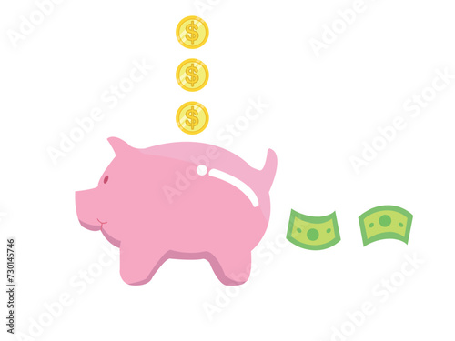 Piggy bank simple vector illustration in flat artwork style