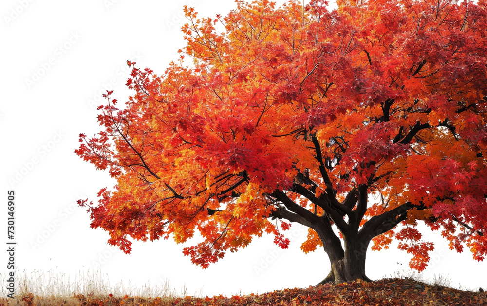Isolated Autumn Leaves Maple Tree on White Background