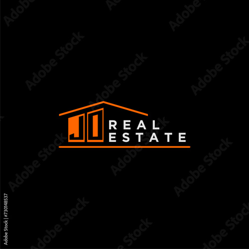 JO letter roof shape logo for real estate with house icon design