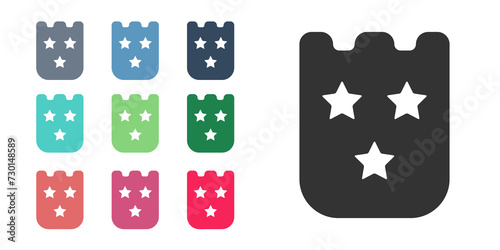 Black Lottery ticket icon isolated on white background. Bingo, lotto, cash prizes. Financial success, prosperity, victory, winnings luck. Set icons colorful. Vector