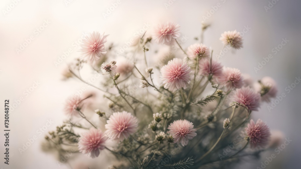Bush with small flowers on a light background. Bush with small flowers on a light background.