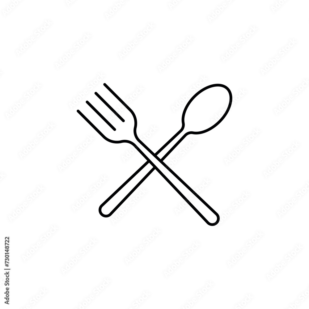 Fork and spoon icon line vector. Restaurant business concept sign. Fork and spoon icon line vector. Restaurant business concept sign.