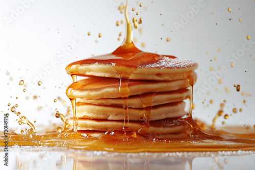 Breakfast with a giant pancake	 photo