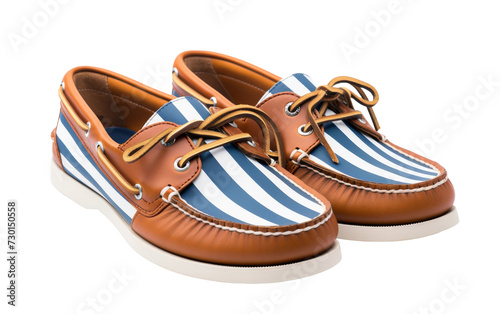Stylish boat shoes for a nautical vibe on white background