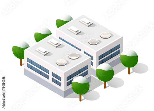 Isometric 3D cityscape view of the top of the house