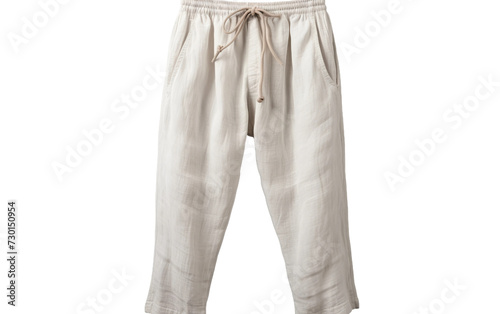 Men's lightweight and breathable linen pants against a white background.