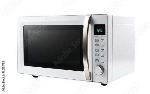Touchpad-controlled microwave isolated on a white background.