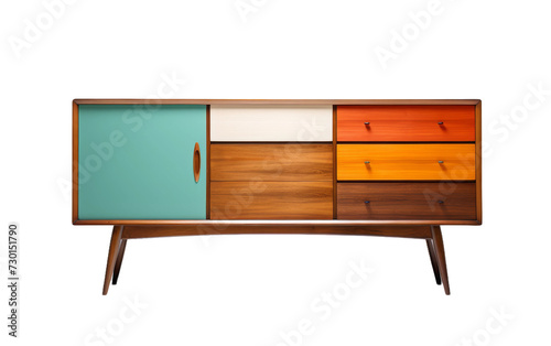 Mid-century modern buffet sideboard, showcased on a white background