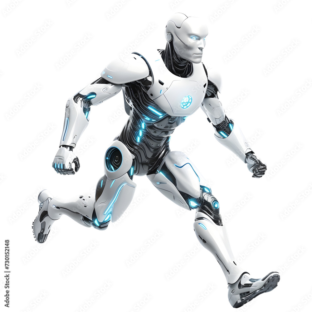 robot man running isolated on transparent background robot man running isolated on transparent background