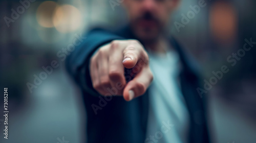 A man pointing out with his left hand. © imlane