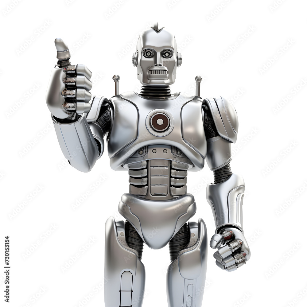 humanoid robot man pointing isolated on transparent background humanoid robot man pointing isolated on transparent background