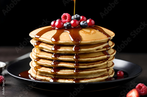 pancakes with chocolate and cherry