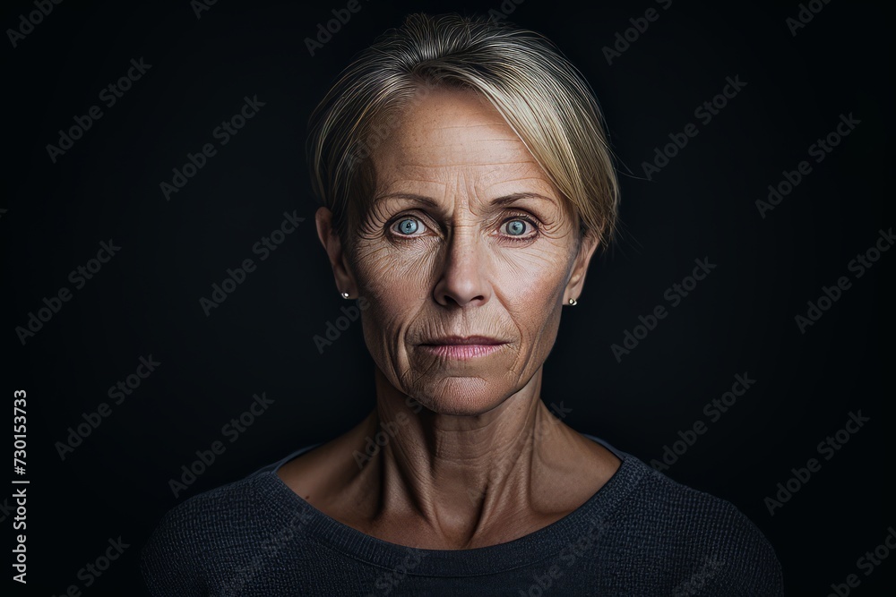 Portrait of senior woman looking at camera, isolated on black background Portrait of senior woman looking at camera, isolated on black background