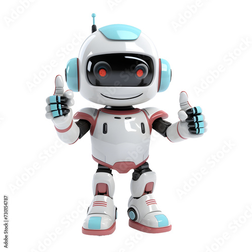 humanoid robot woman thumb up isolated on transparent background