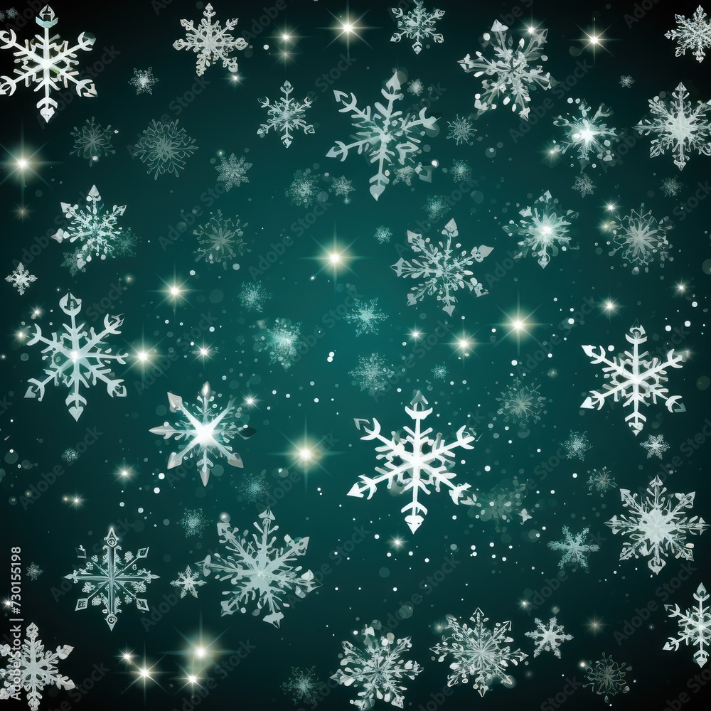 Emerald christmas card with white snowflakes vector